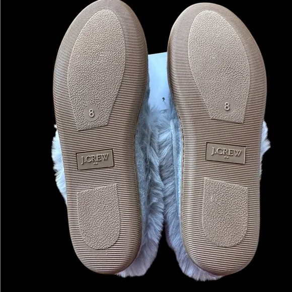 NWT J. Crew Gray Women's Heathered Faux-Fur Lined Slippers • Size 8 - Picture 3 of 10